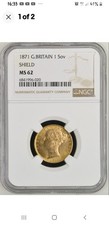 1871 British Gold Sovereign Coin NGC MS62 Rare Grade Great Britain QueenVictoria