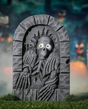 2 Ft. Gray Skeleton Tombstone with Moving Eyes Halloween Decoration Prop New