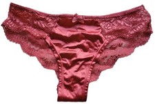 Y2K Vintage PINK Lingerie Silky Satin Skin Low Rise Thong Panties Coral Blush