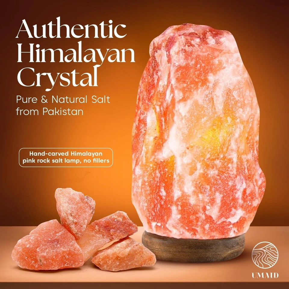 UMAID Himalayan Salt Lamp 8-10 inch (7-11 lb) with Dimmable Switch and Night Lig - Image 2 of 4