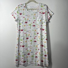 CORAL BAY COOLING SLEEP WEAR WOMEN PAJAMA DRESS WUITE FLORAL SIZE M