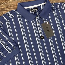 Bad Birdie Mens Ridge Polo Size 2XL Cobalt Blue Winning Streak Striped Golf NWT