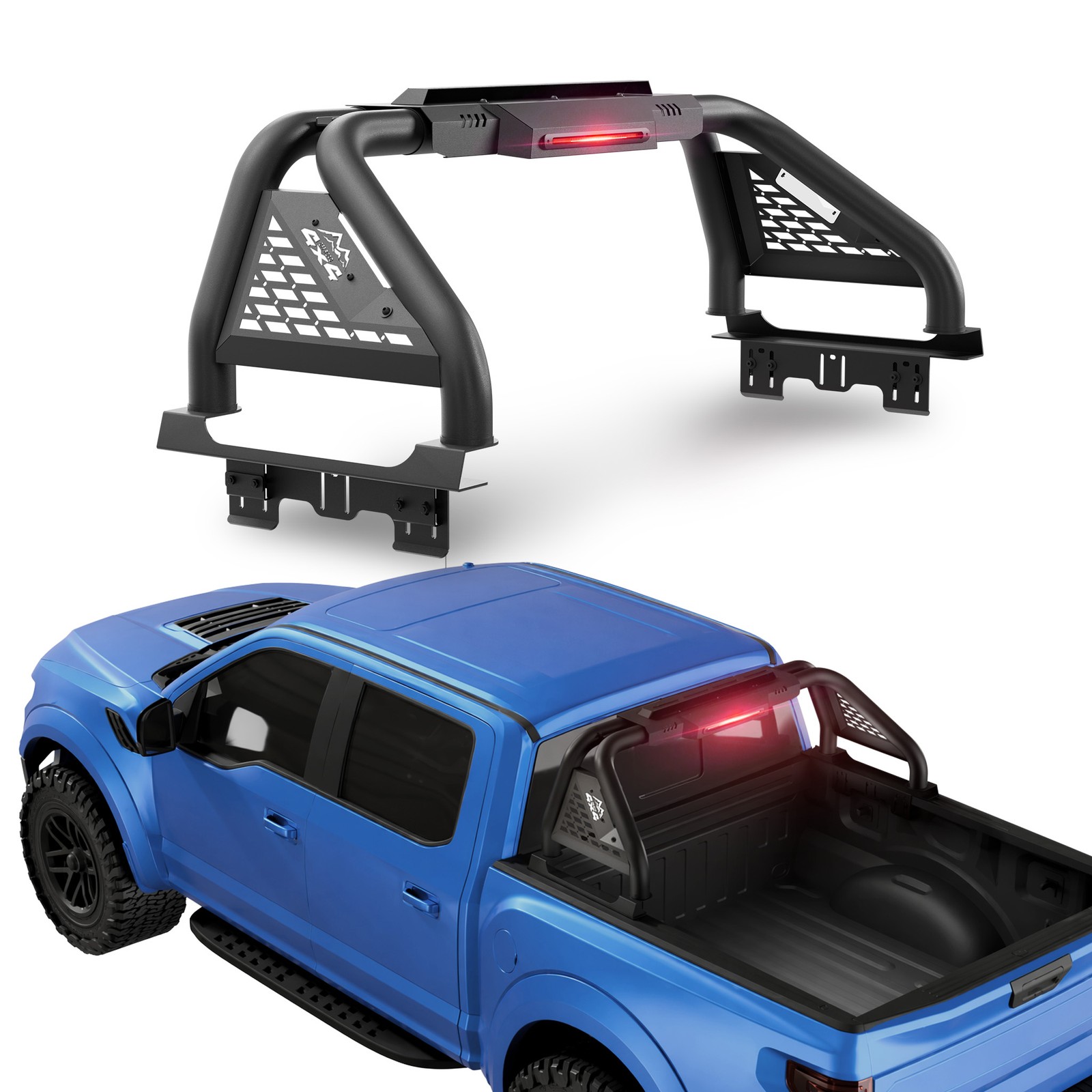 60-64" Full-Size Sport Roll Bar Chase Rack w/ LED For Ford F-150 2004-2026