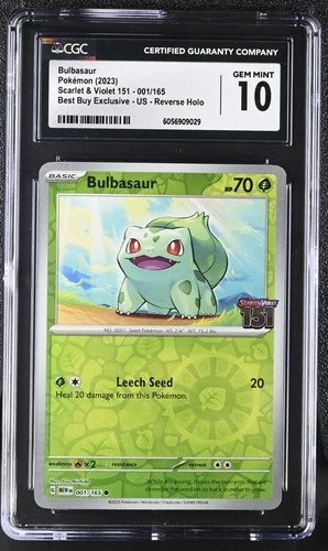 2023 POKEMON MEW EN-151 BEST BUY EXCLUSIVE #001/165 BULBASAUR CGC 10