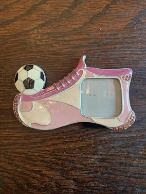 Berkeley Designs Rhinestones Pink & Purple Enameled Picture Frame Soccer Shoe