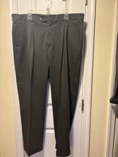 Geoffrey Beene Trousers Men 40W 29L Dark Grey Pants Cuffed Pleated Wool Poly