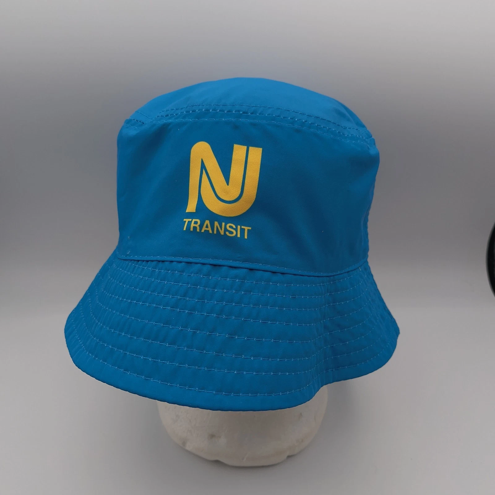 New Jersey Transit NJT Reversible Bucket Hat Blue w Logo & Allover Summer Print