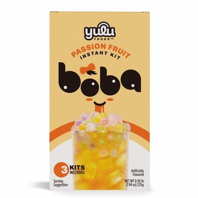 Instant Bubble Tea Kit Passion Fruit Flavor Makes 3 Refreshing Boba Drinks