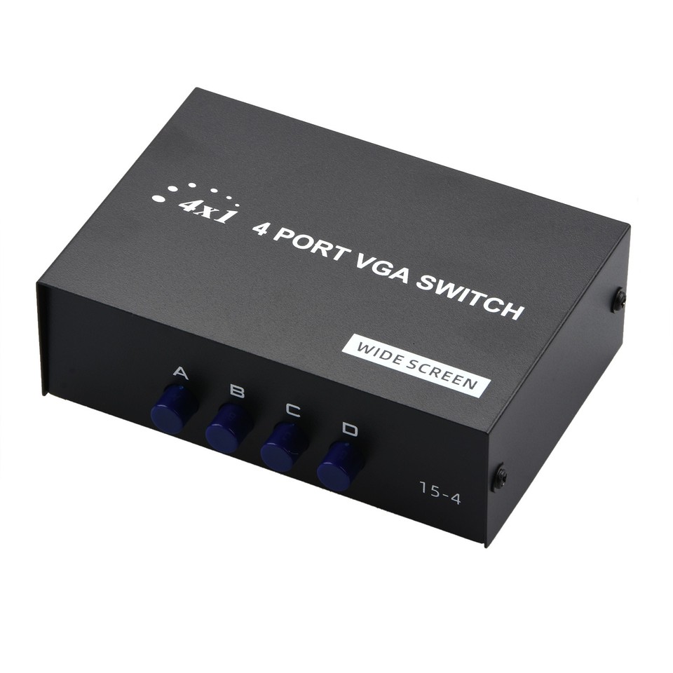 Computer Box Ports 4 Ports VGA SVGA Monitor Sharing Manual Switch Box Out For LCD PC TV ...