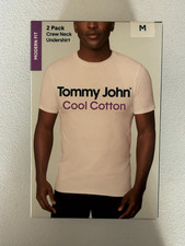 Tommy John Cool Cotton WHITE Tee 2 Pack Crew Neck Undershirt Modern Fit Size M