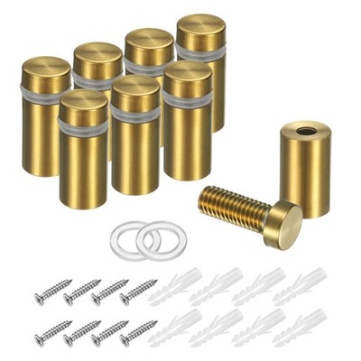 8Pcs 15/32'' x 1'' Stainless Steel Standoff Sign Standoff Screws, Gold Tone