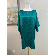 Vintage Victoria's Secret Gold Label Emerald Green Satin Sleep Shirt Small
