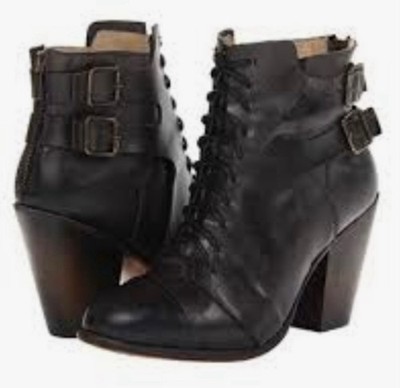 Freebird by Steven Mallory (Malry) Distressed Black Leather Ankle Boots Size 9