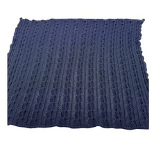 Handmade Blue Cable Knit Baby Blanket 40x36 Heirloom Nursery Shower Gift Acrylic