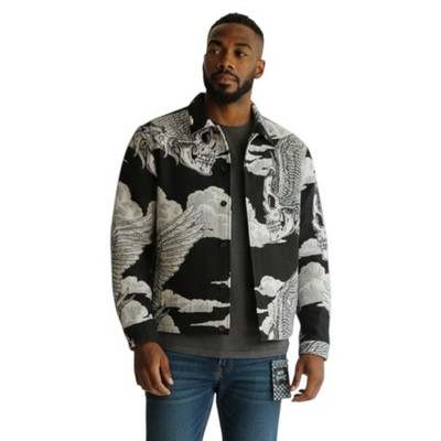 Rebel Vengeance Skull Jacquard Jacket Size S Horror Gothic Tapestry Streetwear