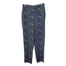 J Crew Womens Silk Pants Size 6 Leopard Bird Print High Rise Straight Leg Jungle