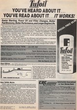 1984 Vintage Print Ad Tufoil PTFE Engine Oil Additive Better Mileage It Works