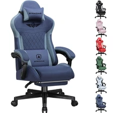 Gaming Chair Fabric with Footrest, Big and Tall Game Chair High Back Computer...