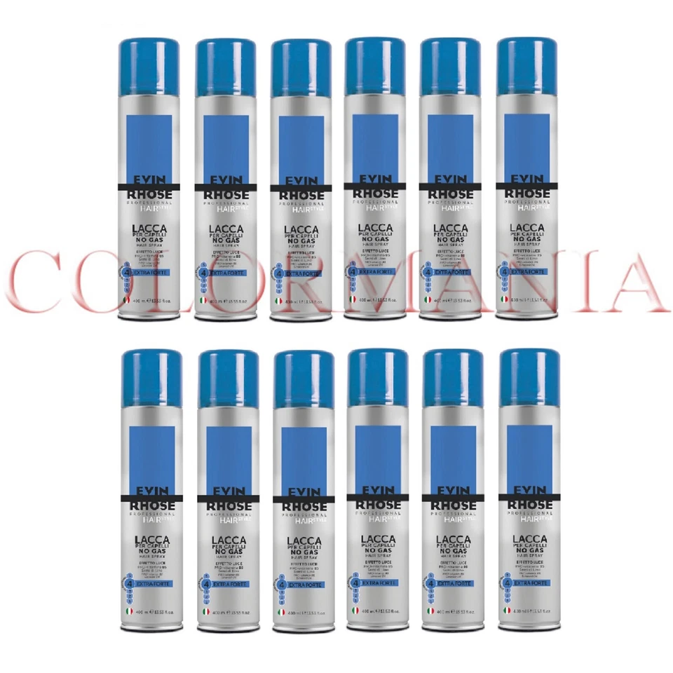 BERGEN EVIN RHOSE 12 PEZZI LACCA EXTRA STRONG NO GAS ECOLOGICA FORZA FISSATIVA 4 400 ML
