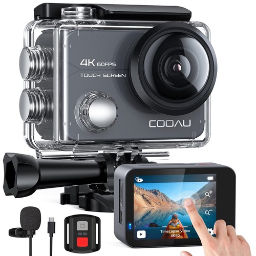 COOAU Action Cam Native 4K 60fps 20MP Touch Screen Wi-Fi Caméscope avec Zoom ...