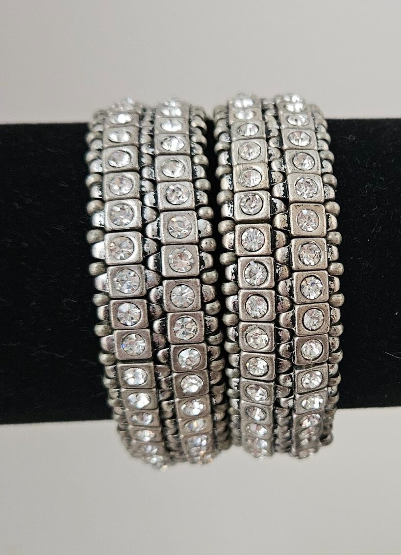 3 Piece Stretchy Stackable Bracelet Lot- Silver T… - image 3