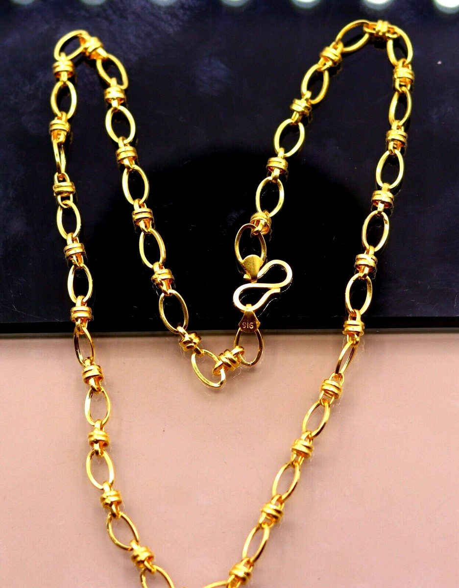 22K CT YELLOW GOLD FABULOUS LINK CHAIN NECKLACE 20 INCHES