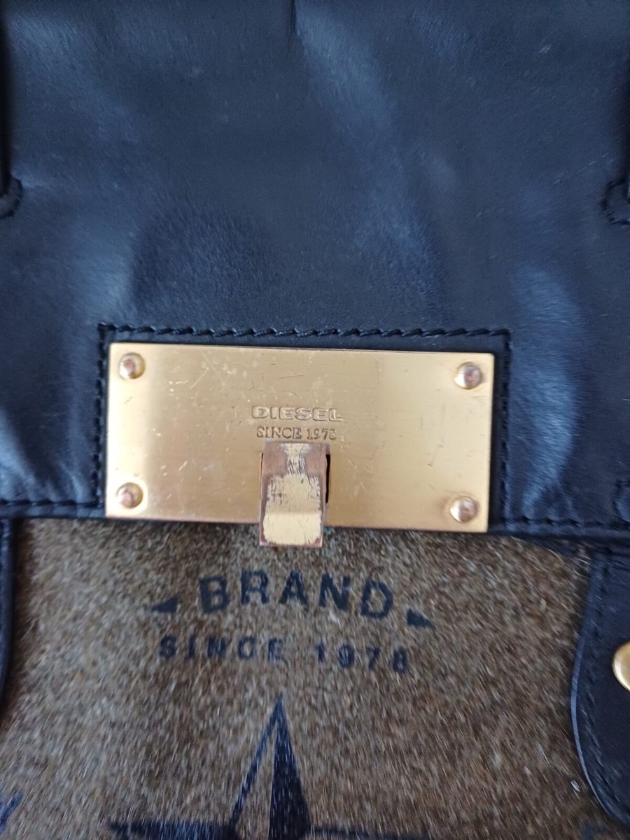 DIESEL Canvas & Leather Messenger Bag Multipocket Y2K 00s