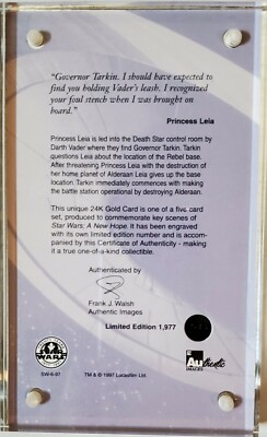 Star Wars Trilogy - A New Hope Ltd 24K GOLD Card in Case Leia | eBay