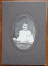 Cabinet Card Portrait Victorian BEAUTIFUL BAREFOOT Baby in white gown PRECIOUS 