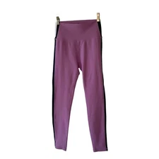 WILO THE LABEL Purple Ribbed Side Seam Striped High-Rise Women's Leggings Small
