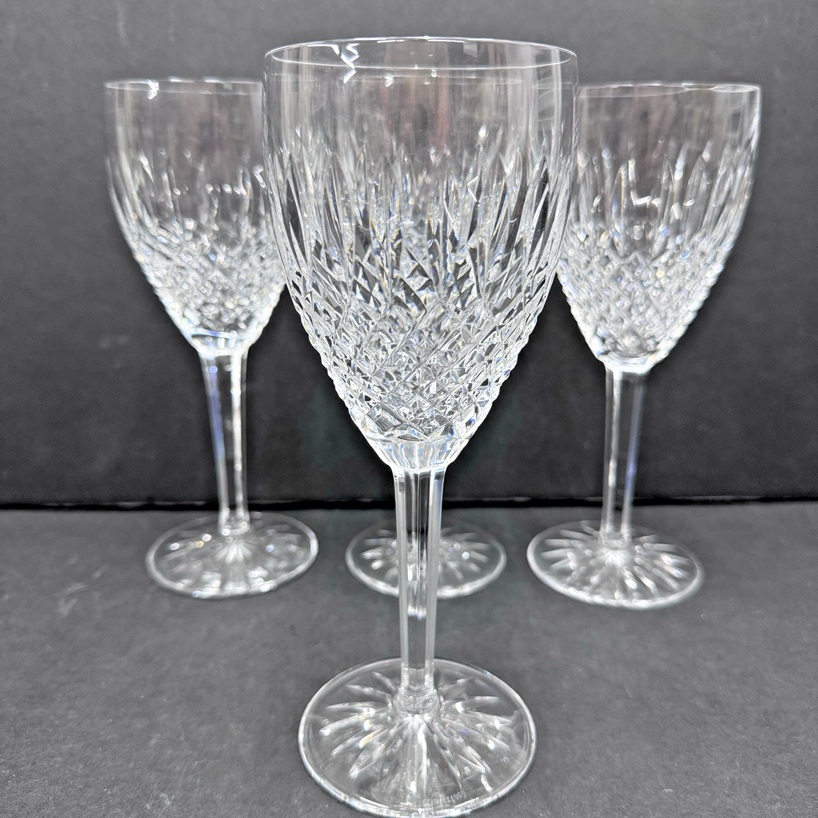 Waterford Crystal 4 Ireland Castlemaine Water Glass w/ Cut Foot 7-7/8”