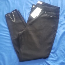 NWT NEXT Power Stretch Legging UK 20R US 16 Black Modal Jegging Studs Whimsgoth