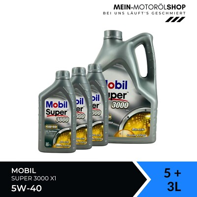 Mobil Super 3000 X1 5W-40 VW 505/502 Renault MB 229.3 Fiat 5+3 Liter = 8 Liter