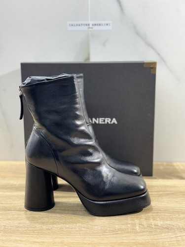 HALMANERA Bottine En Cuir Noir Avec Talon Luxe