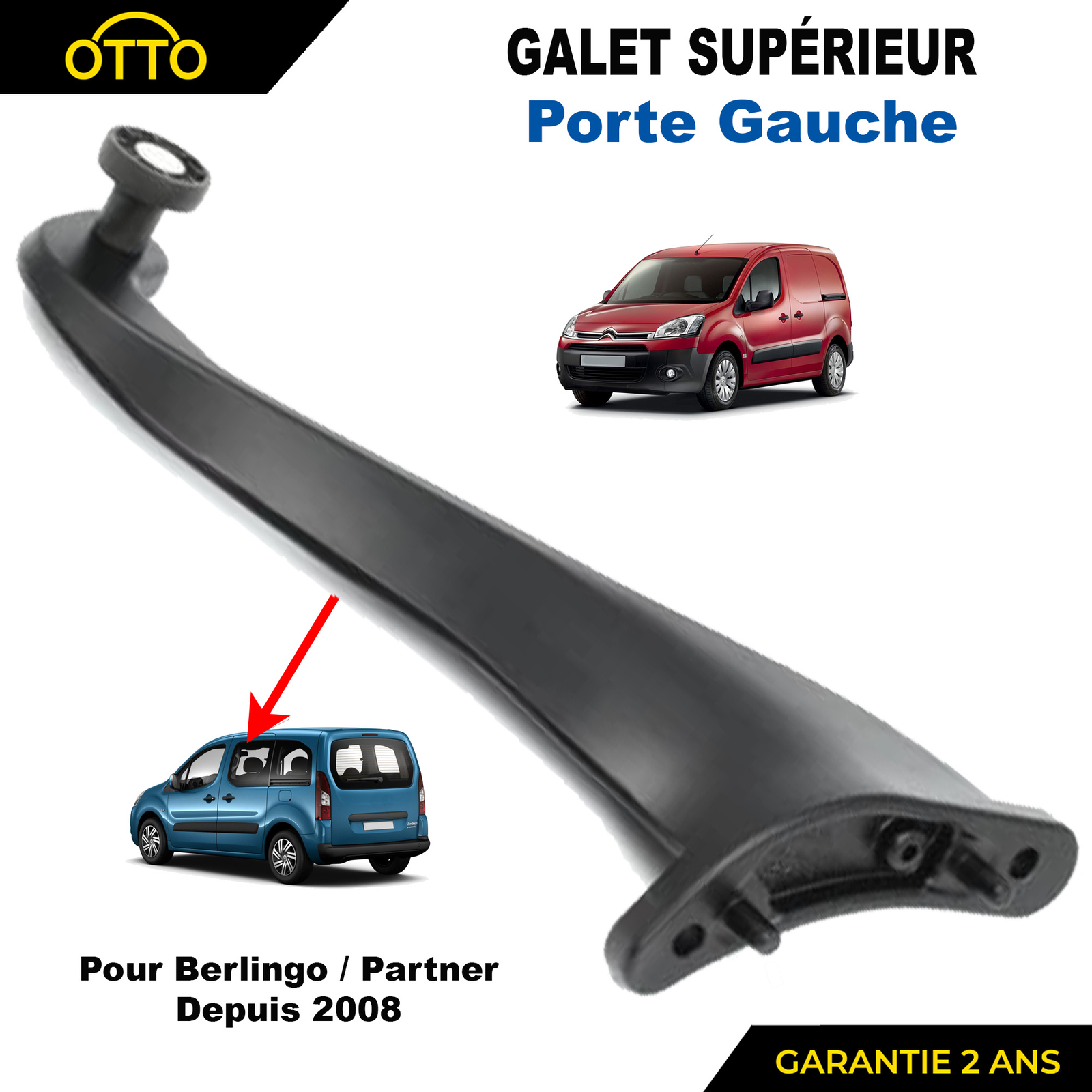 Charnière galet porte coulissante Berlingo Partner B9 : résout le blocage de porte latérale