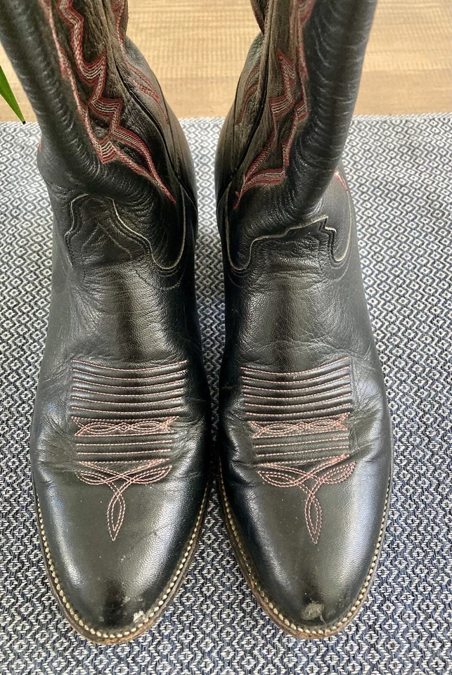 Botas vaqueras de cuero negras vintage J. Chisholm botas occidentales talla 9 1/2 Foto 4 de 4