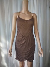Pretty little thing brown mini dress with gold chain straps size 10