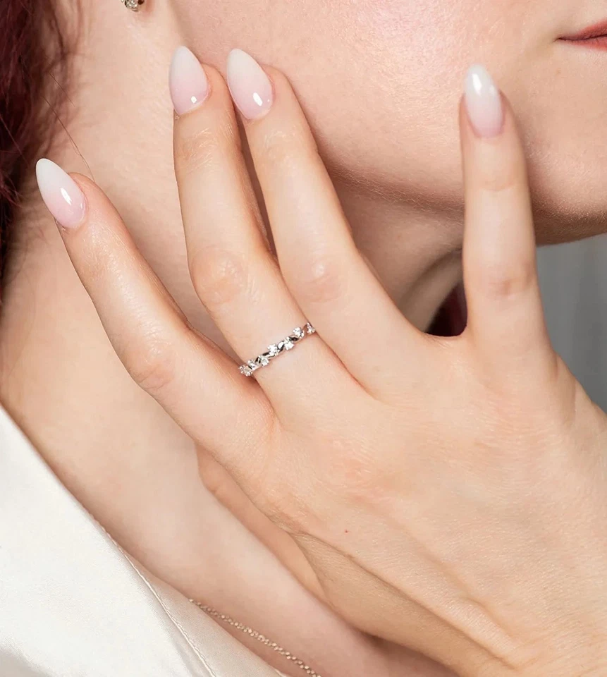 Diamond 1/10cttw Chevron Floral Ring in Sterling Silver - Image 4 of 4