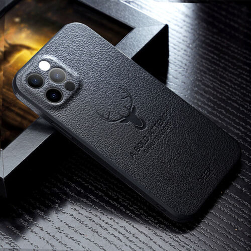 For iPhone 16 15 14 Pro Max 12 11 13 X Elk Deer Leather Silicone Soft Case Cover - Picture 15 of 18
