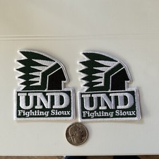 2 Und University Of North Dakota Fighting Sioux Iron On Embroidered Patch Lot