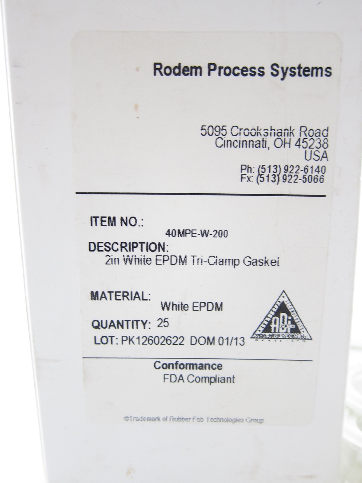 NEW Lot Of 24 Rodem Process Systems 40MPE-W-200 White EPDM Tri-Clamp ...