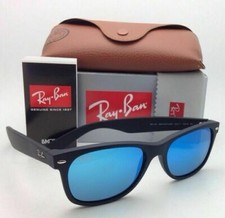 New Ray-Ban Sunglasses RB 2132 622/17 52-18 NEW WAYFARER Black Frame Blue Mirror