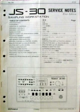 Roland JS-30 Digital Sampler Original Service Manual, Schematics Parts List Book