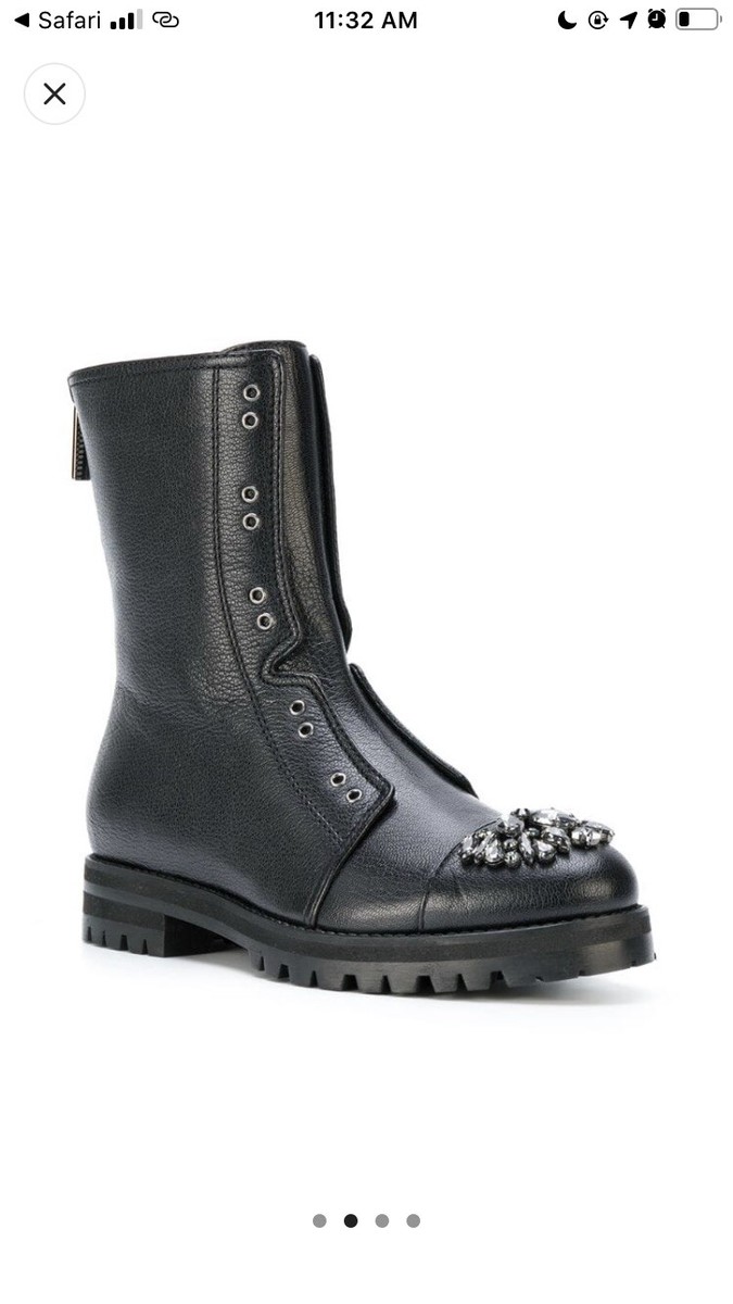 Jimmy Choo Black Jewel Toe Hatcher Combat Boot Size 39 | eBay