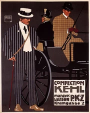 POSTER CONFECTION KEHL PKZ MEN'S FASHION HORSE COACH VINTAGE REPRO FREE S/H