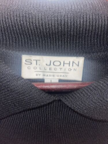 Maglione maglia crestato grigio vintage collezione St John by Marie colletto nero usato in ottime condizioni - Foto 2 di 5