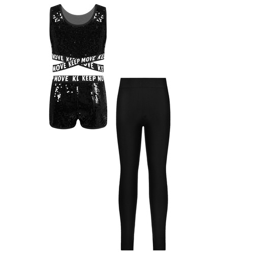 Kids Girls Suit Dance Outfit Criss Cross Straps Set Bottom Shorts Comfortable - Picture 6 of 49