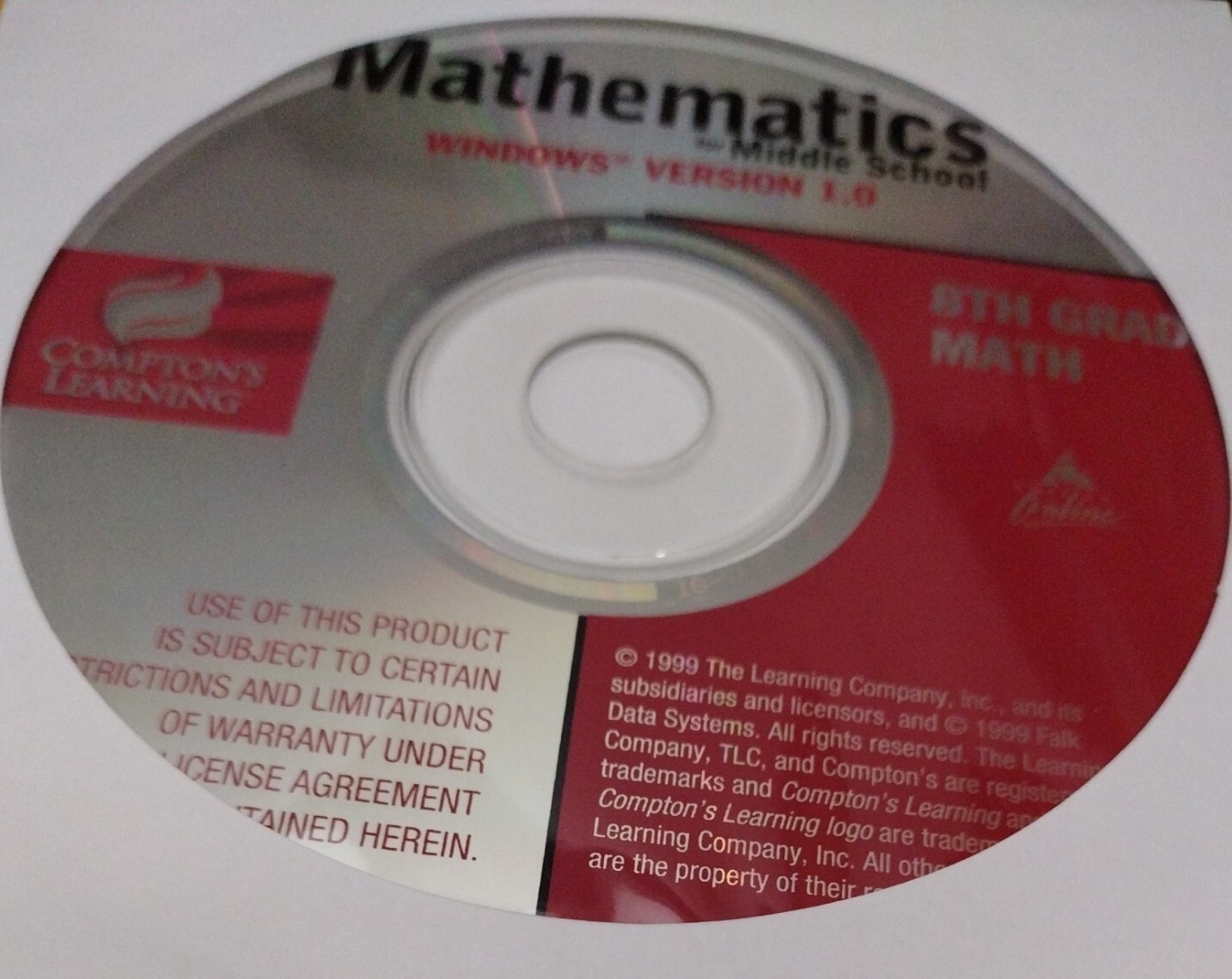Math Cd Compton's Learning Math for Middle School - 8th grade (CD rom disc only ...