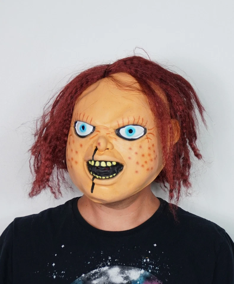 Chucky Halloween adult Mask and Hair Killer realistic Costume Mask - Image 4 of 4