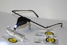 Lupe LED Kopflupe Brillenlupe Lupen Feinmechaniker brille Zoom 1,5 x 2,5 x 3,5